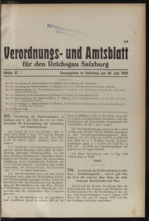 Verordnungs- und Amtsblatt für den Reichsgau Salzburg