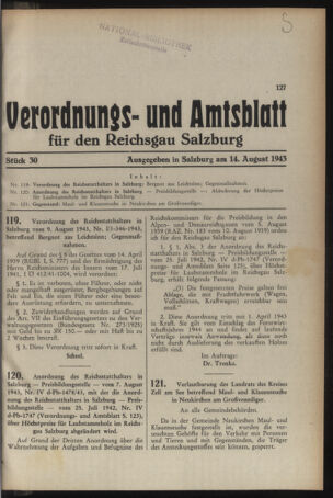 Verordnungs- und Amtsblatt für den Reichsgau Salzburg 19430814 Seite: 1