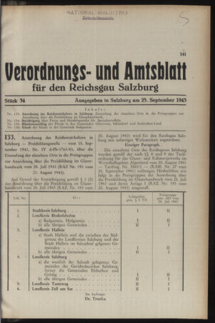 Verordnungs- und Amtsblatt für den Reichsgau Salzburg 19430925 Seite: 1