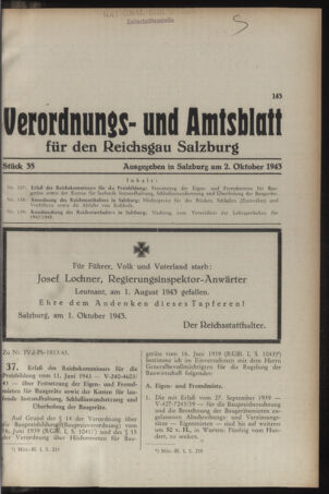 Verordnungs- und Amtsblatt für den Reichsgau Salzburg 19431002 Seite: 1