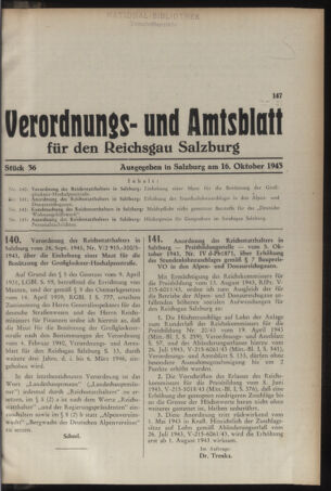 Verordnungs- und Amtsblatt für den Reichsgau Salzburg 19431016 Seite: 1