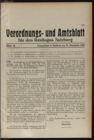 Verordnungs- und Amtsblatt für den Reichsgau Salzburg 19431231 Seite: 1