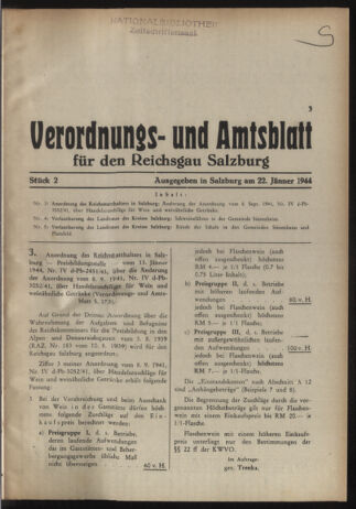 Verordnungs- und Amtsblatt für den Reichsgau Salzburg 19440122 Seite: 1