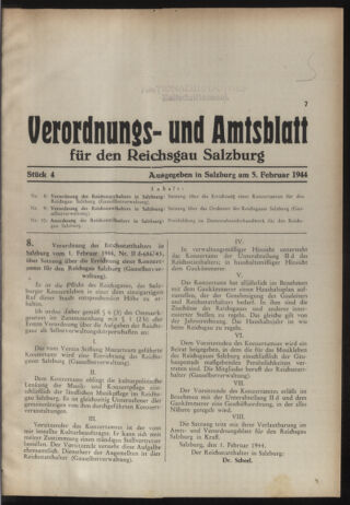 Verordnungs- und Amtsblatt für den Reichsgau Salzburg 19440205 Seite: 1