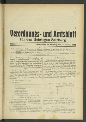 Verordnungs- und Amtsblatt für den Reichsgau Salzburg 19440212 Seite: 1