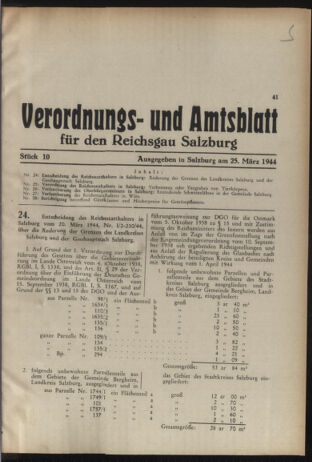 Verordnungs- und Amtsblatt für den Reichsgau Salzburg 19440325 Seite: 1