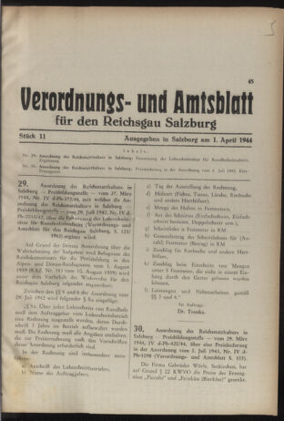 Verordnungs- und Amtsblatt für den Reichsgau Salzburg 19440401 Seite: 1