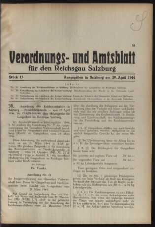 Verordnungs- und Amtsblatt für den Reichsgau Salzburg 19440429 Seite: 1