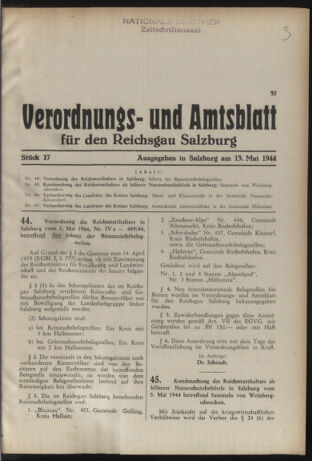 Verordnungs- und Amtsblatt für den Reichsgau Salzburg