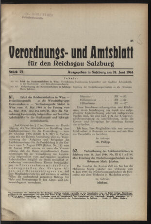 Verordnungs- und Amtsblatt für den Reichsgau Salzburg 19440624 Seite: 1