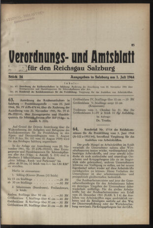 Verordnungs- und Amtsblatt für den Reichsgau Salzburg 19440701 Seite: 1