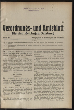 Verordnungs- und Amtsblatt für den Reichsgau Salzburg 19440722 Seite: 1