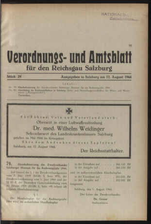 Verordnungs- und Amtsblatt für den Reichsgau Salzburg 19440812 Seite: 1