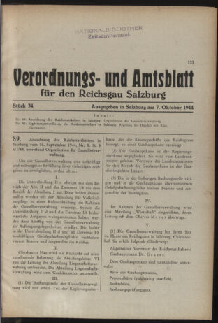 Verordnungs- und Amtsblatt für den Reichsgau Salzburg 19441007 Seite: 1