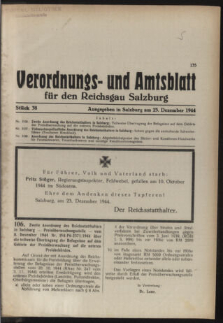 Verordnungs- und Amtsblatt für den Reichsgau Salzburg