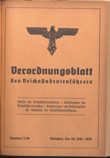 Verordnungsblatt des Reichsstudentenführers 19390228 Seite: 1