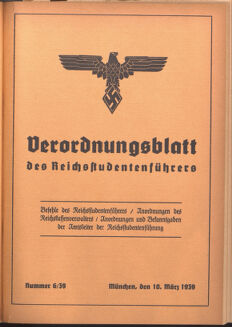 Verordnungsblatt des Reichsstudentenführers 19390310 Seite: 1