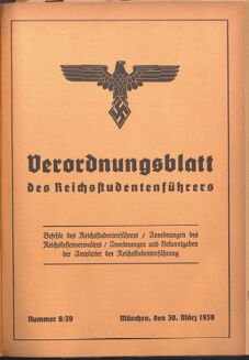 Verordnungsblatt des Reichsstudentenführers 19390330 Seite: 1