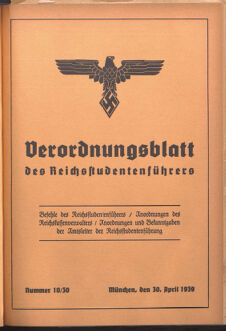 Verordnungsblatt des Reichsstudentenführers 19390430 Seite: 1