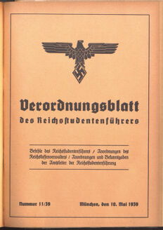 Verordnungsblatt des Reichsstudentenführers 19390510 Seite: 1