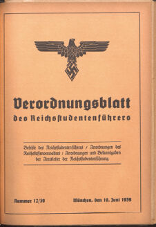 Verordnungsblatt des Reichsstudentenführers 19390610 Seite: 1