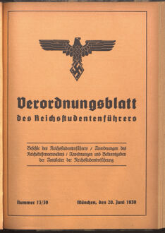 Verordnungsblatt des Reichsstudentenführers 19390620 Seite: 1