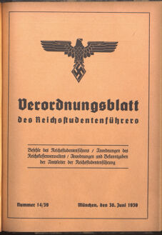 Verordnungsblatt des Reichsstudentenführers 19390630 Seite: 1