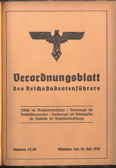 Verordnungsblatt des Reichsstudentenführers 19390710 Seite: 1