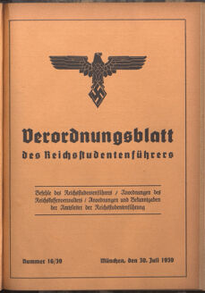 Verordnungsblatt des Reichsstudentenführers 19390730 Seite: 1