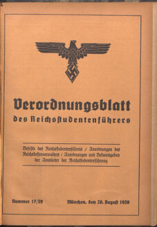 Verordnungsblatt des Reichsstudentenführers 19390820 Seite: 1