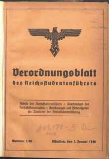 Verordnungsblatt des Reichsstudentenführers 19400101 Seite: 1