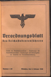 Verordnungsblatt des Reichsstudentenführers 19400205 Seite: 1