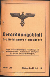 Verordnungsblatt des Reichsstudentenführers 19400420 Seite: 1