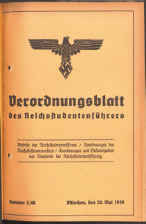 Verordnungsblatt des Reichsstudentenführers 19400520 Seite: 1