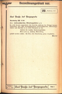 Verordnungsblatt des Reichsstudentenführers 19400620 Seite: 51