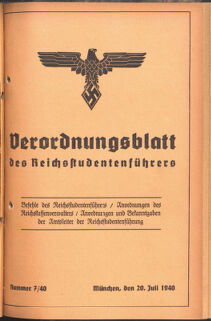 Verordnungsblatt des Reichsstudentenführers 19400720 Seite: 1