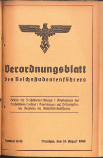 Verordnungsblatt des Reichsstudentenführers 19400830 Seite: 1