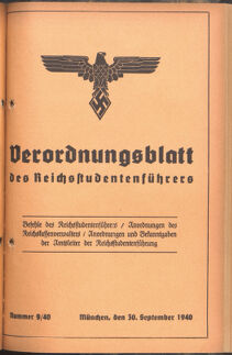 Verordnungsblatt des Reichsstudentenführers 19400930 Seite: 1