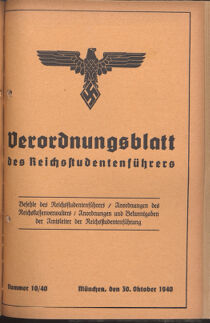 Verordnungsblatt des Reichsstudentenführers 19401030 Seite: 1