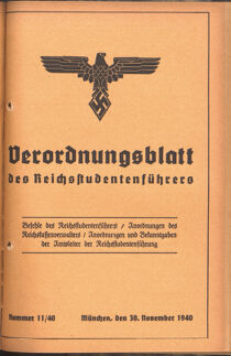 Verordnungsblatt des Reichsstudentenführers 19401130 Seite: 1