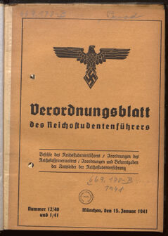 Verordnungsblatt des Reichsstudentenführers 19410115 Seite: 1