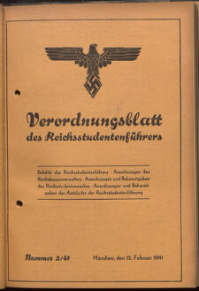 Verordnungsblatt des Reichsstudentenführers 19410215 Seite: 1