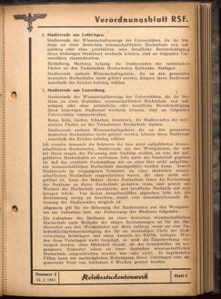 Verordnungsblatt des Reichsstudentenführers 19410215 Seite: 41