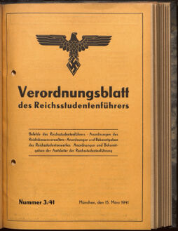 Verordnungsblatt des Reichsstudentenführers 19410315 Seite: 1