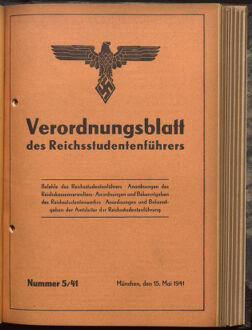 Verordnungsblatt des Reichsstudentenführers 19410515 Seite: 1