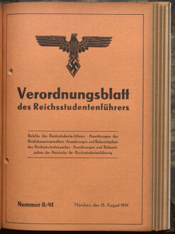 Verordnungsblatt des Reichsstudentenführers 19410815 Seite: 1