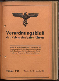 Verordnungsblatt des Reichsstudentenführers 19410915 Seite: 1