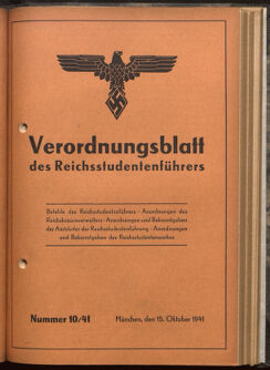 Verordnungsblatt des Reichsstudentenführers 19411015 Seite: 1