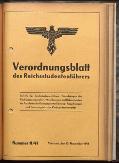 Verordnungsblatt des Reichsstudentenführers 19411115 Seite: 1