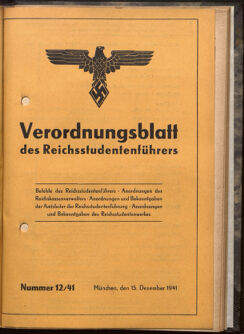 Verordnungsblatt des Reichsstudentenführers 19411215 Seite: 1